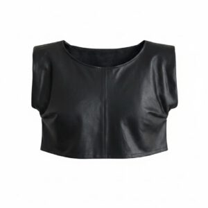 Crop top din piele naturală